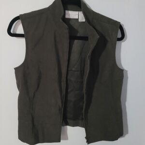 Worthington Stretch Women's 12p Sleeveless Full Zip Brown Vest